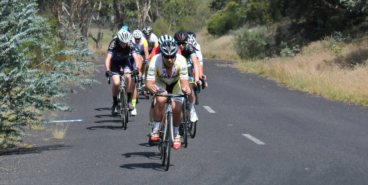 Leader of the pack: John Scott-Hamilton wins the B-grade race at Armidale Cycling Club's event against riders from Inverell and Tamworth. 