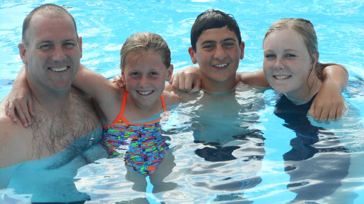 POOL BLITZ: Angus and Jemma Warden ,Thomas Micallef, Chloe Mackaway have all set new records at Walcha pool in the past month. Some of the times they broke date back to the 1980s. 