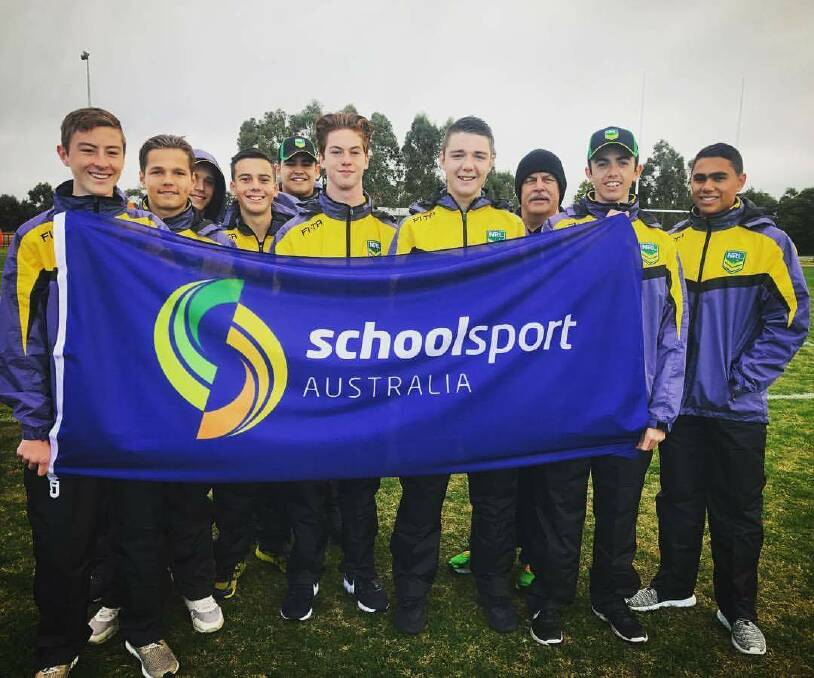SUCCESS STORY: Connor Cooke (far left) is joined by other young referees at the under-12 national rugby league championships last week. 