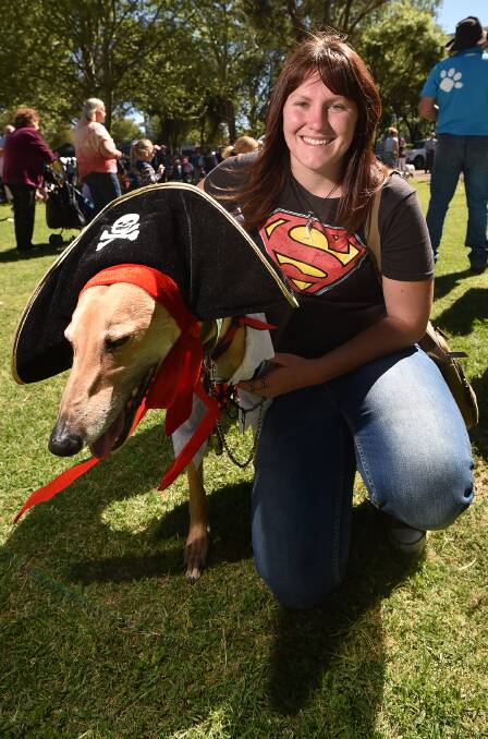 Amy Brenton with greyhound Ashlee. PHOTOGRAPHS: Gareth Gardiner 091016GGA04