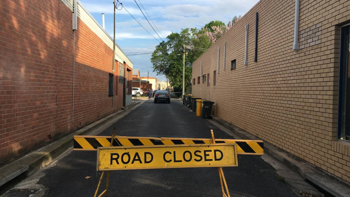 Crime scene: Police in Campbell Lane in Inverell. Photo: Inverell Times