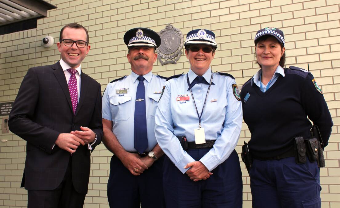 SAFER PATHWAYS: Northern Tablelands MP Adam Marshall, Superintendent Fred Trench, Detective Inspector Ann Joy and Domestic Violence Liaison Officer Lauren Wheeler at the Armidale Local Area Command police station.