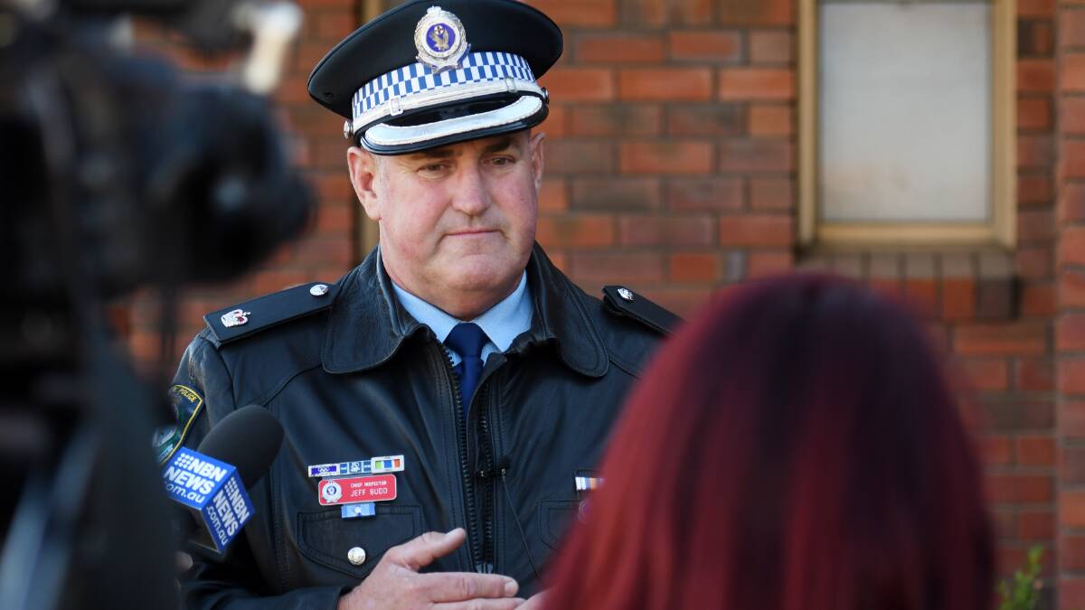 INFORMATION APPEAL: Oxley Police District Chief Inspector Jeff Budd addressed the media to help find the two young offenders. Photo: Gareth Gardner 190619GGB03