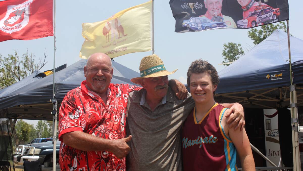 OLD FRIENDS: Campers Noel Richards, Ian McDonald and Jordan Gibson. Photo: Madeline Link