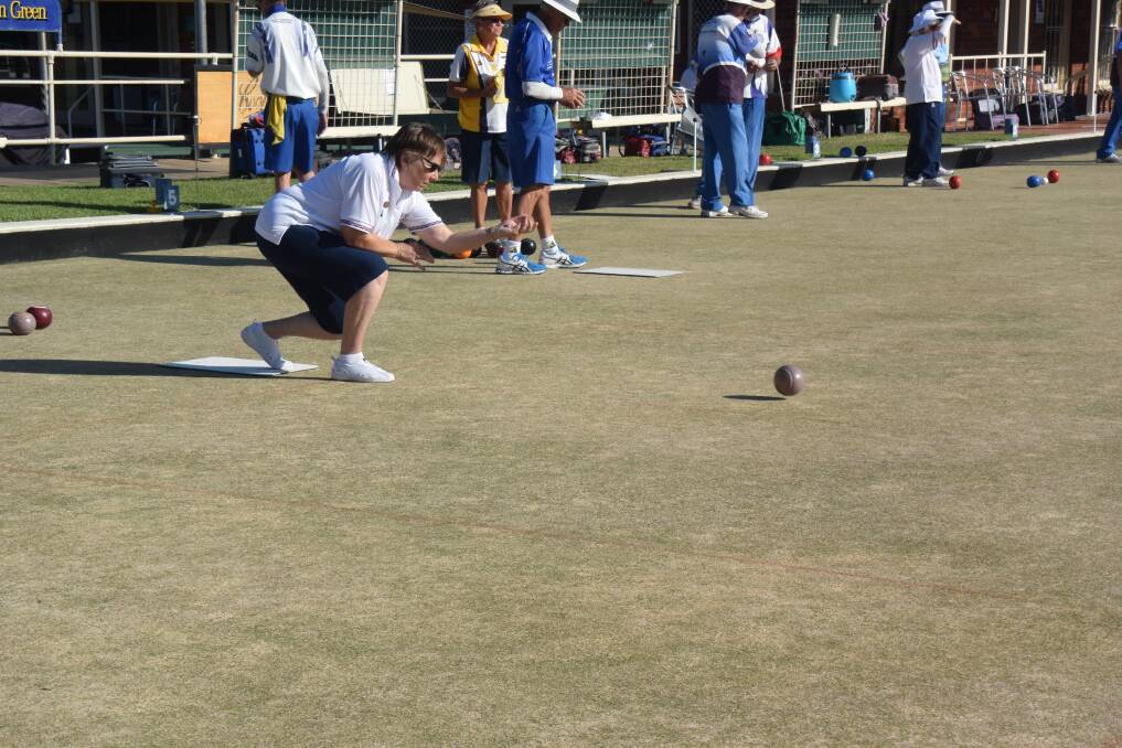Smooth release: Tamworth City bowler Lyn Konz was among those on the greens during the John Gleeson Memorial Open Triples. Photos: Gregor Mactaggart.