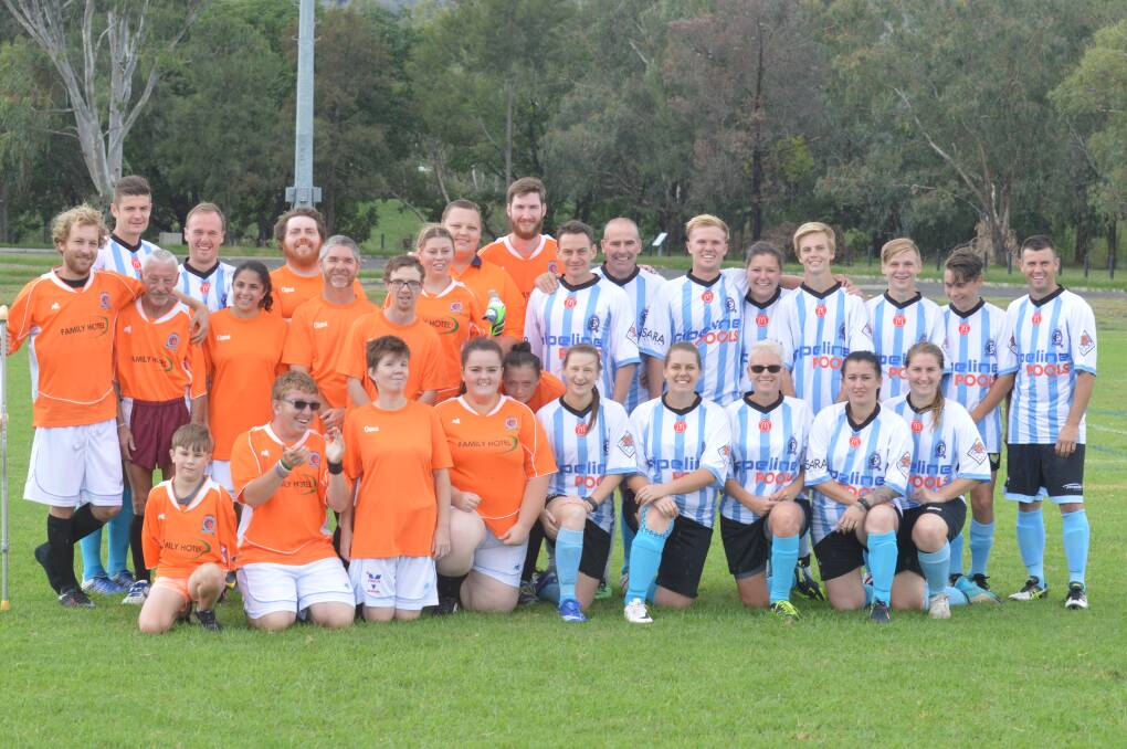 Spirit of friendship: Teams representing Challenge and Tamworth FC came together for the annual Soccer Cup Challenge in Tamworth on Sunday. Photos: Gregor Mactaggart