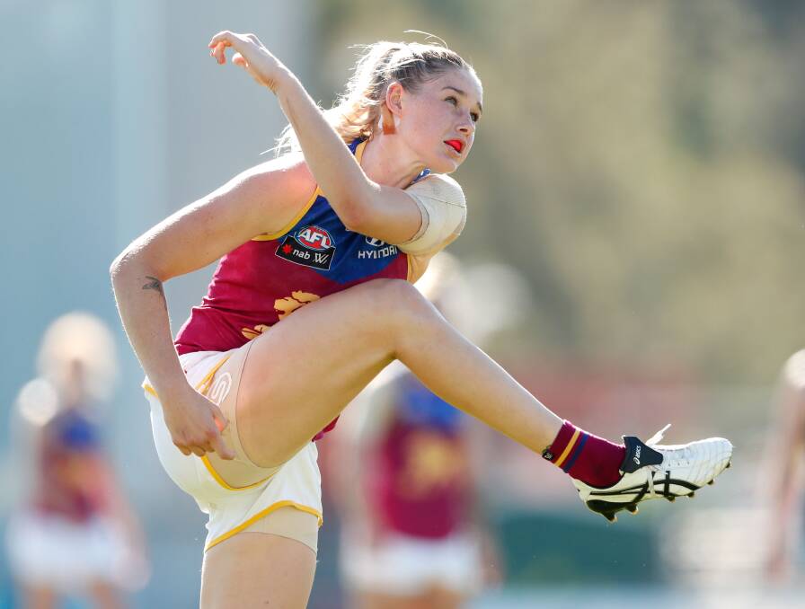 Footy fun: Tayla Harris is one of the stars of the AFLW. Tamworth is hoping to encourage girls to play Australian Rules with a come and try day on Thursday. 