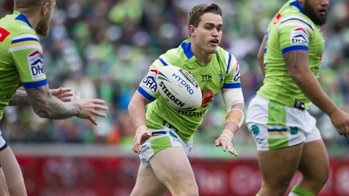 Playing his role: Scone's Adam Clydsdale came off the bench in Canberra's 46-6 demolition of Wests Tigers in the nation's capital on Sunday.