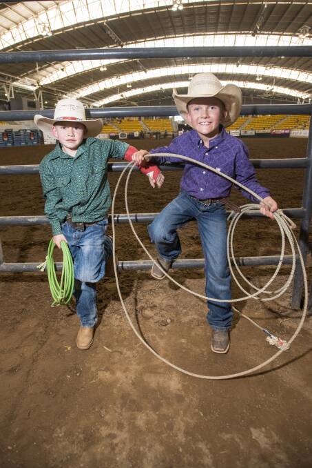 Great mates: Parker O'Neile, 7, and Matthew Todd, 8, enjoyed the festivities during The Big Show at AELEC Arena. Photo: Peter Hardin 220217PHE336