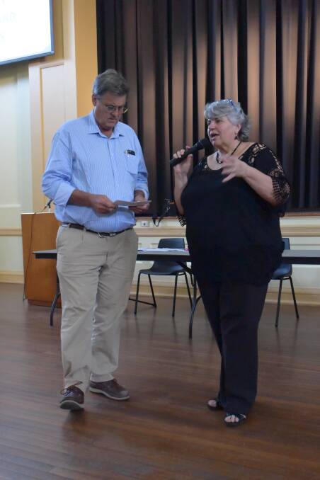 United: Moree farmer Dick Estens with mayor Katrina Humphries at the meeting on Thursday.