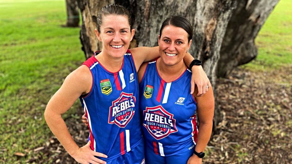 Steph (left) and Rachel Halpin teamed up in the National Touch League Championships for the first time in 10 years earlier this month. Picture by Zac Lowe.
