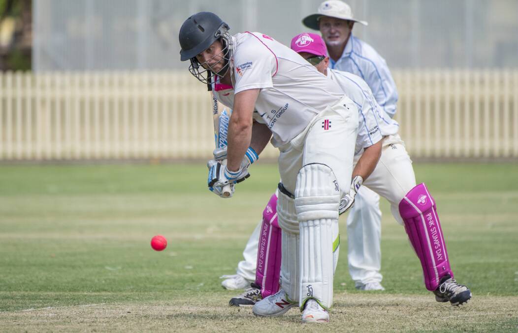 Concentration: Brendon Reynolds' efforts with bat and ball helped Wests secure the points against Old Boys. Photo: Peter Hardin 180217PHC155