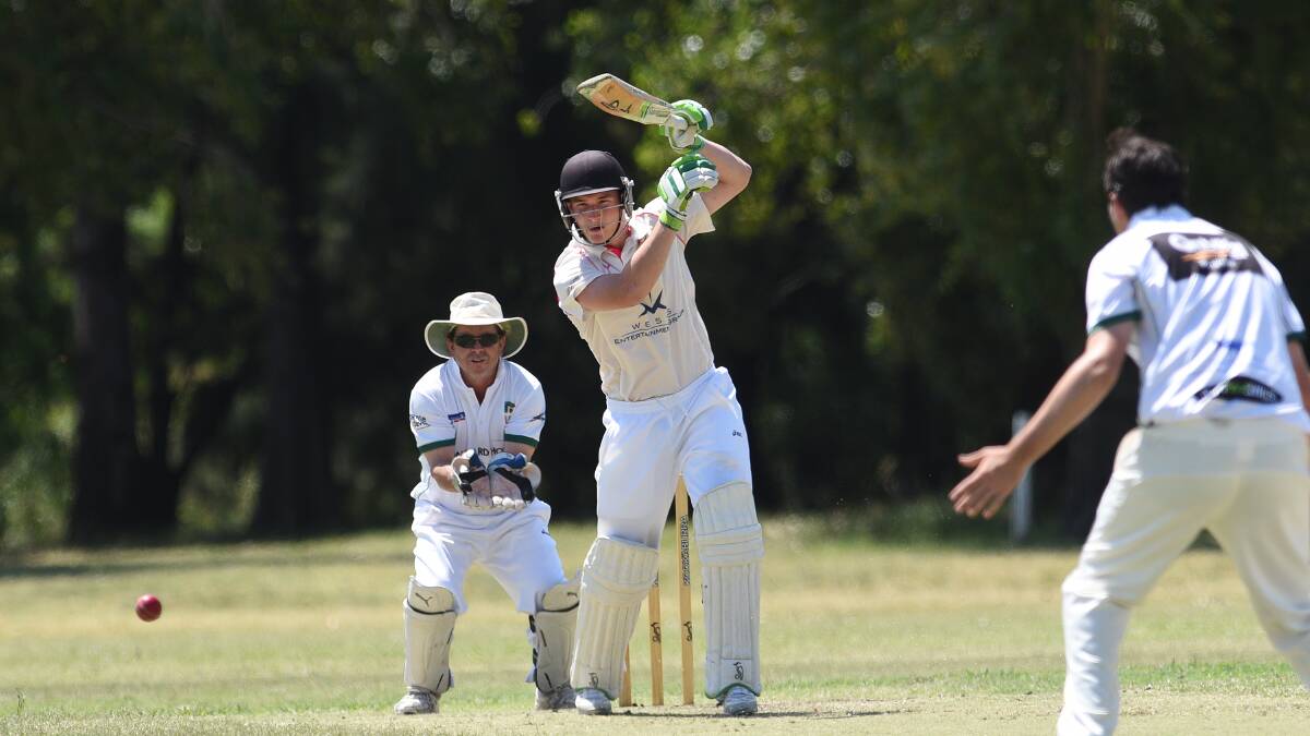 Nice shot: Sage Cook goes on the drive during his 25 for Wests on Saturday as they compiled 213 against Bective East. Photo: Gareth Gardner 