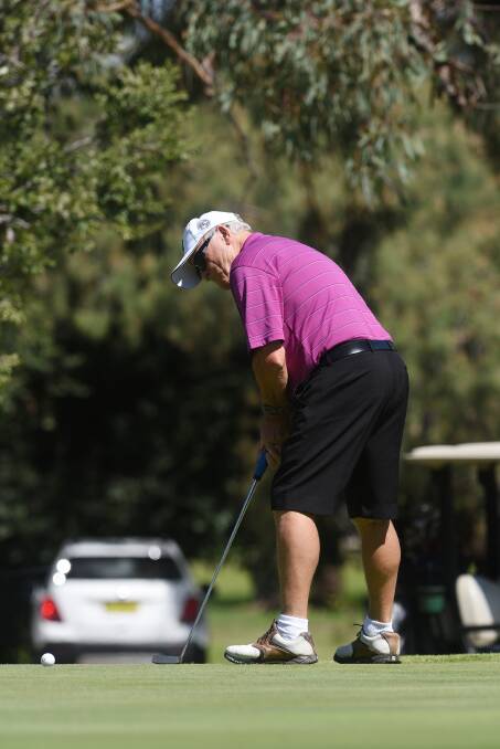 Concentration: Brian Hedges lines up this drive. He was one of 200 golfers that teed off in last week's Veterans Week of Golf. Photo: Gareth Gardner 070417GGG08 