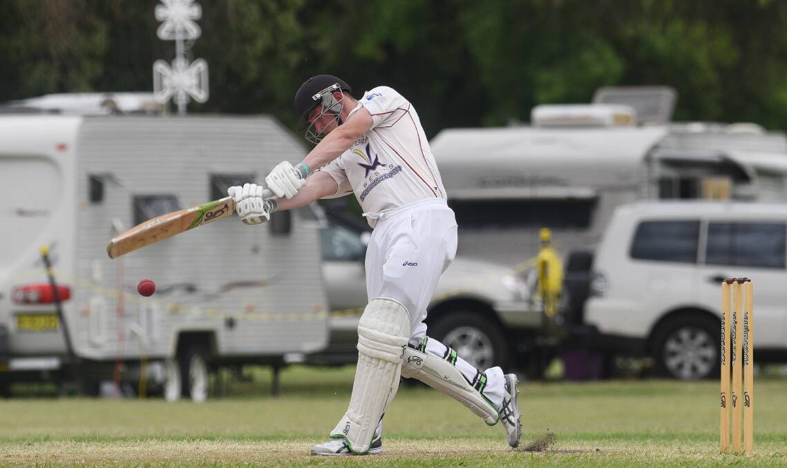 Good shot: Sage Cook goes big for West Tamworth during an earlier clash against Old Boys. He's coming off a last knock 26. Photo: Gareth Gardner 140117GGB12