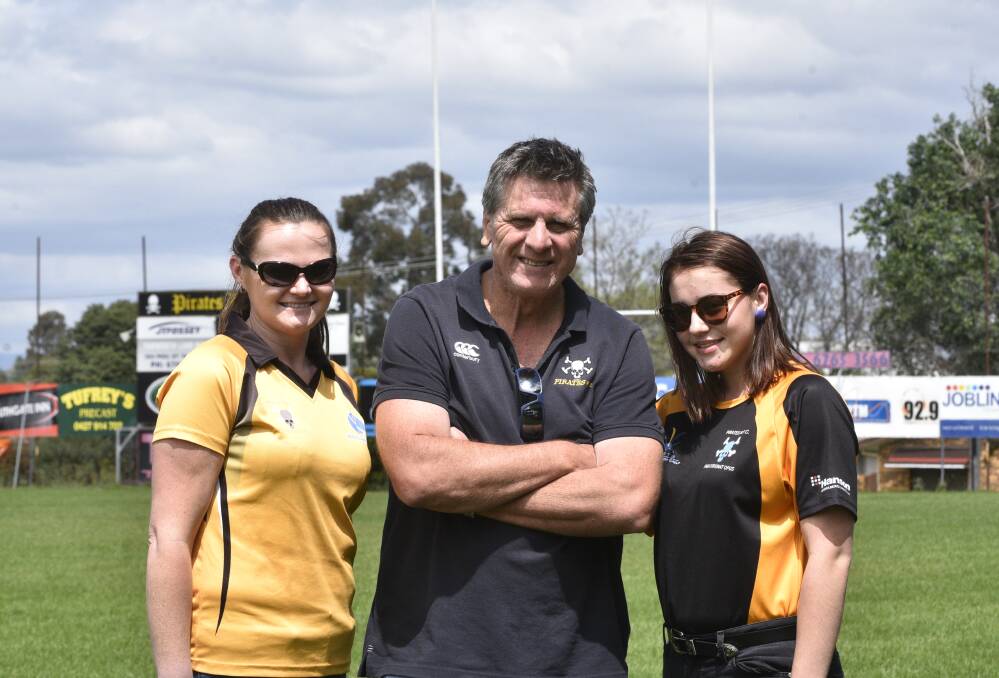 Successful partnership: Westview Pirates's Sarah Horne, Pirates president Stuart Prowse and Pirates under 17s player Sophie McCulloch.