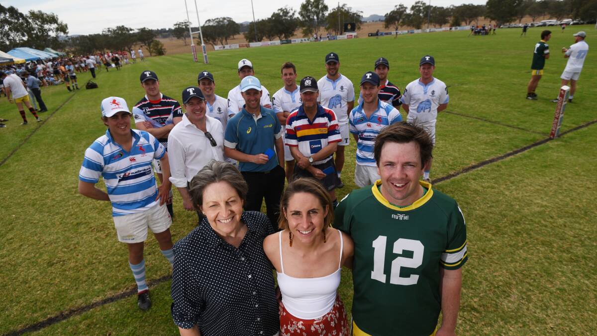 Remembering: Nick Tooth's mum Julie, sister Alexandra and good friend Charlie Boyd at Saturday's third Nick Tooth Memorial Rugby Tens. Photo: Gareth Gardner 