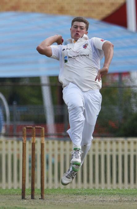 Devastating: Tait Jordan was brilliant for Tamworth Blue in Sunday's Connolly Cup final claiming his fourth five wicket haul for the season. Photo: Gareth Gardner 260217GGB01