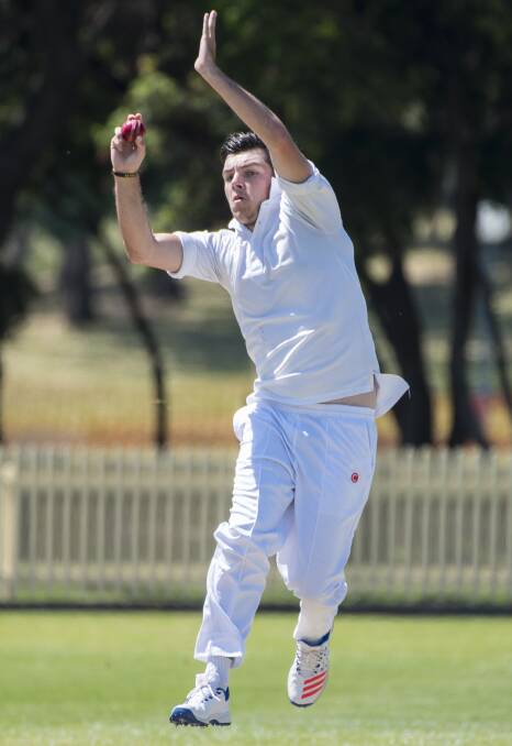 Wicket-taker: Luke Hodgson provided a welcome early breakthrough for Glen Innes in Sunday's Connolly Cup loss to Tamworth. Photo: Peter Hardin 271116PHB130