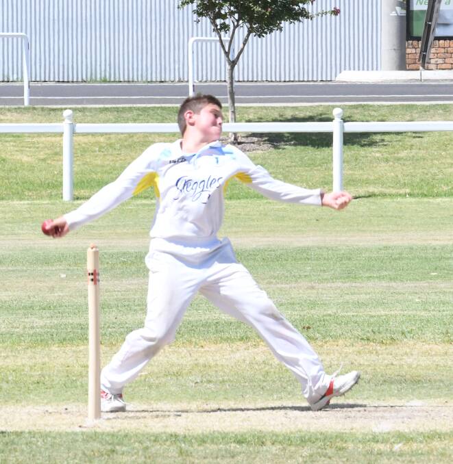 Harry Lewington didn't have any success from his six overs but was the Tamworth Blue 12's equal top-scorer with 53.