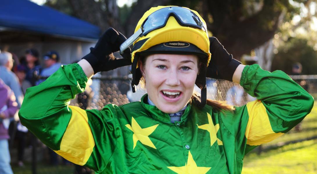 Winner: Jockey Sophie Young rode Dark Mojo to victory in the Moree Cup on Sunday. Photo: Michelle Mitchell