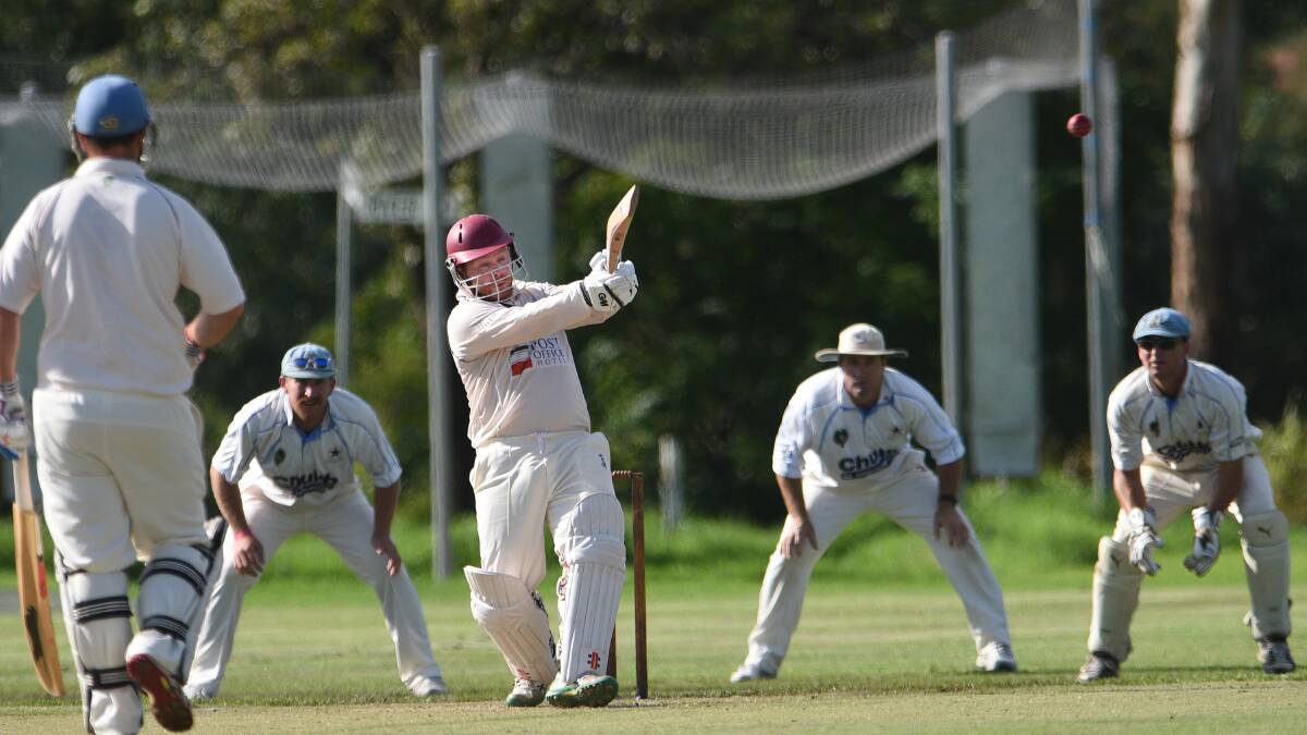 Shot: South Tamworth opener James Maltby pulls for runs during their grand final loss to Old Boys on the weekend. Photo: Gareth Gardner 