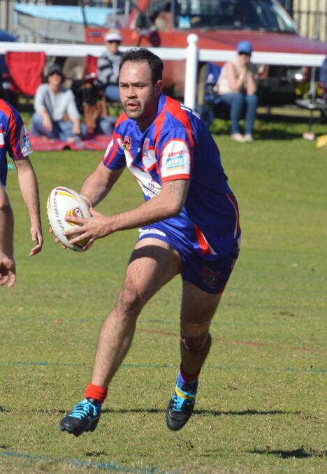 Hitting the line: Gunnedah second rower Danny Read sizes up his options as he approaches the Narrabri defence during Saturday's minor semi-final.
