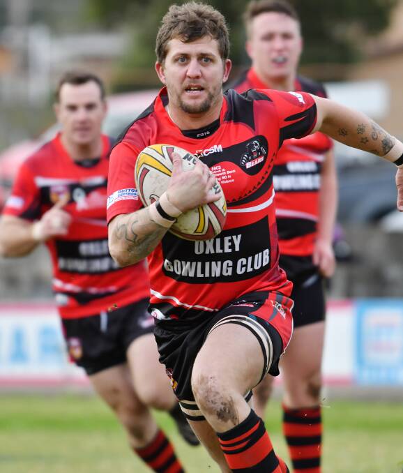 Runaway: Brock Wadwell had another big game for the Bears against Gunnedah on Sunday, crossing for six tries. Photo: Barry Smith