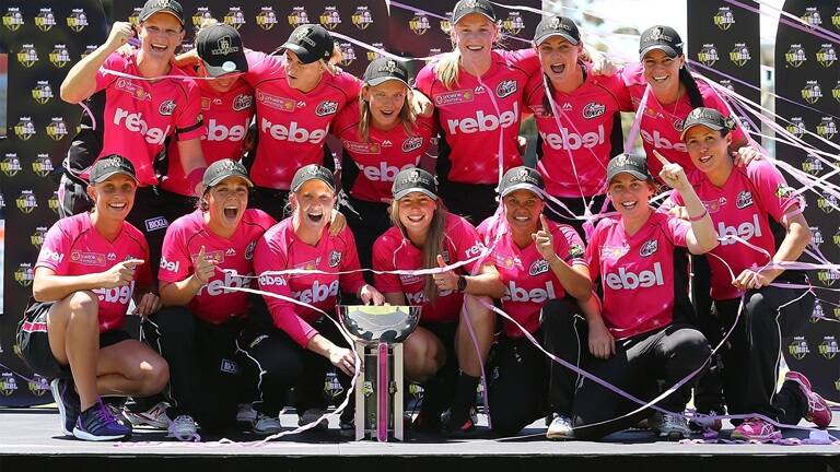 Gunnedah's Emily Leys (back second from right) and her victorious Sydney Sixers side.