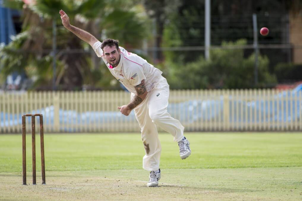 Wicket-taker: Harrison Kelly claimed 2-28 in the first innings and 1-18 in the second as West Tamworth ran through South Tamworth. Photo: Peter Hardin 180317PHE047