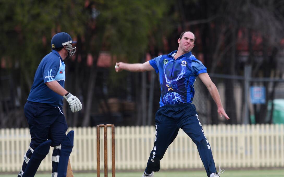 Taking the new ball, Mitch Swain took 3-49 for Old Boys. Photo: Gareth Gardner