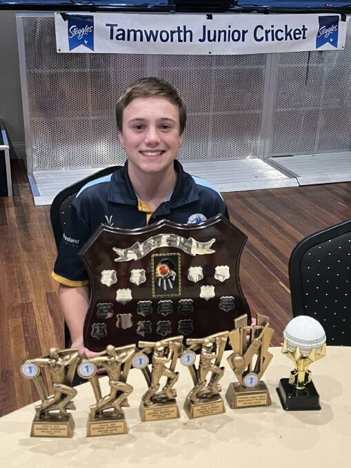 Davis picked up quite the trophy haul. Picture Tamworth Junior Cricket Association Facebook