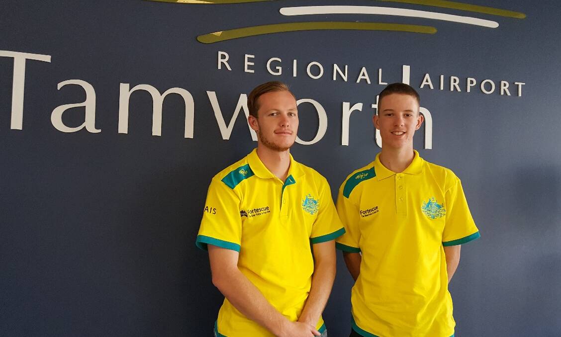 National assignment: Isaac Farmilo and Ehren Hazell flew out on Sunday to link up with their Australian U21 team-mates ahead of their Sultan of Johor Cup campaign. 