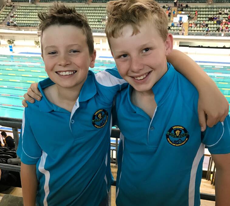 Making a splash: Michael Coxhead and Charlie Walsh were among the contingent of Kootingal-Moonbi swimmers that competed at the recent NSW Achievers Meet. 