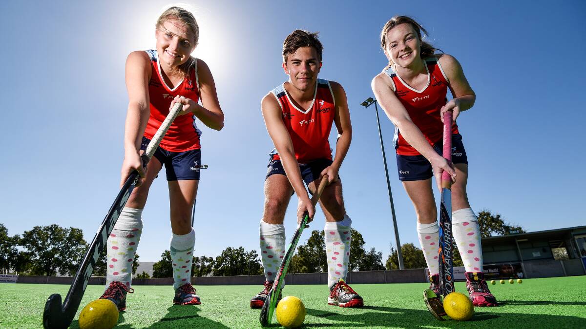 Bright talents: Tamworth's Abigail Doolan, Harper Galvin and Emily Chaffey are off to the 18s Nationals. Photo: Gareth Gardner