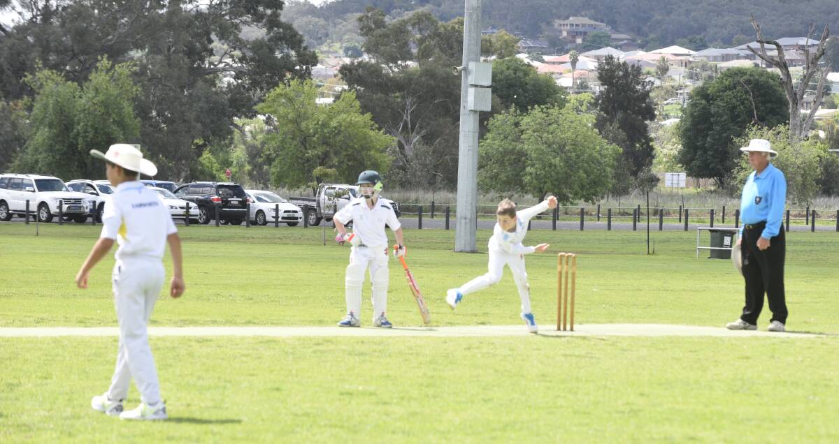 Tom Aitken sends this delivery down for the Tamworth under 12s Gold.