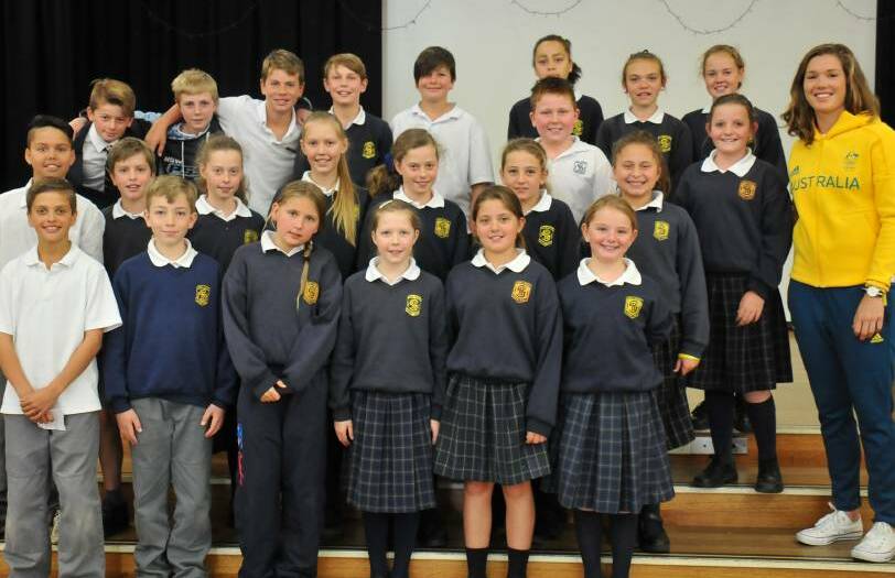 STAR STRUCK: Ben Venue's hockey teams were thrilled to meet former student and Rio Olympian Georgie Morgan when she visited her primary school on Wednesday.