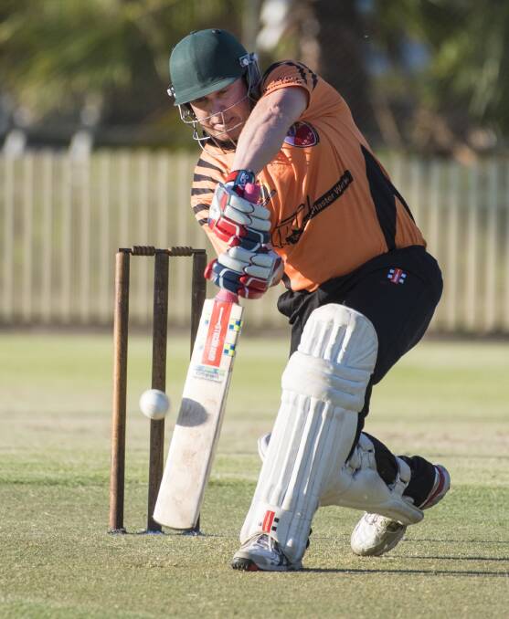 Drive: Bective and Tamworth Tigers skipper Adam Jones gets on the front foot during last year's Twenty20 final. Photo: Peter Hardin 191216PHH004