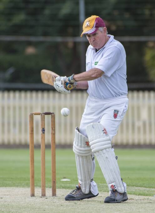 Eyes on the ball: Gary Whale during the O50s recent practice match.