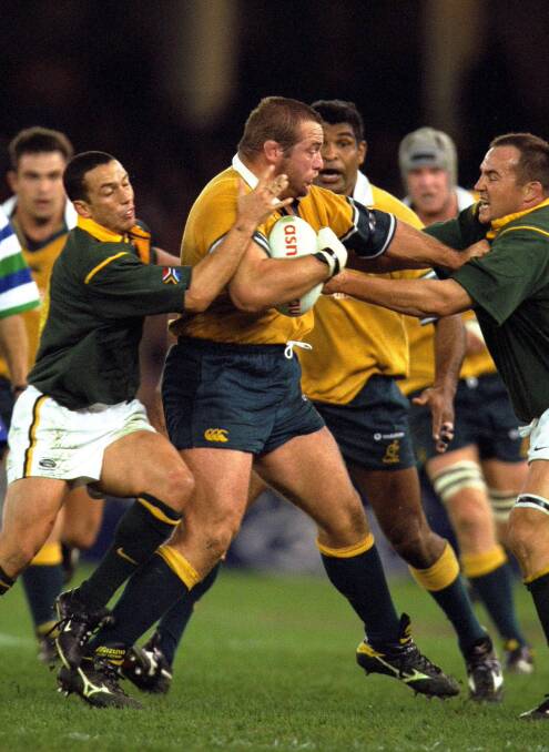 Richard Harry on the attack for the Wallabies against South Africa.