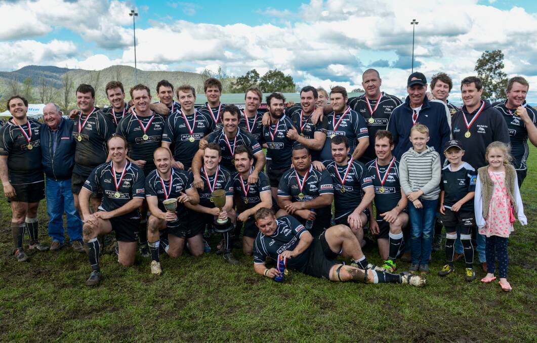 Winners: The successful Moree side after the Bulls claimed their third second grade premiership in four years on Saturday. Photo: Peter Hardin 030916PHB777