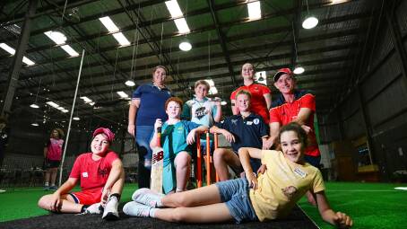(Front L-R) Indie Wheeler, Charlotte Madams; Middle (L-R) Hayley Bullock, Hamish Blackman, James Wilkinson, Eddie McGuirk; and Back (L-R) Charles Lush and Claire McGuirk enjoyed some school holiday fun at the come-and-try indoor cricket day on Tuesday. Picture by Gareth Gardner
