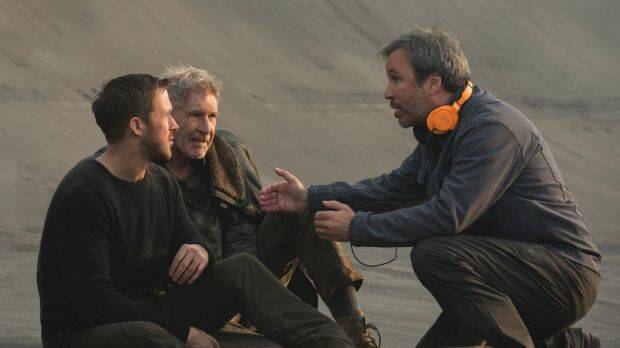 Ryan Gosling, Harrison Ford and Denis Villeneuve on set. Photo: Kata Vermes
