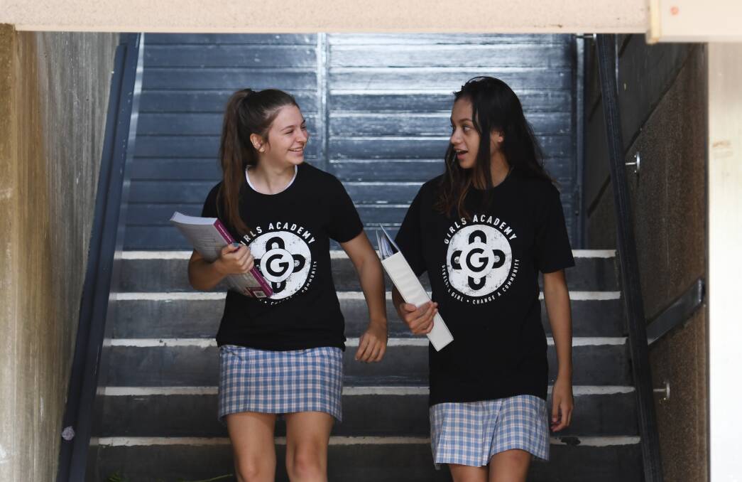 TAKING STEPS: Year 12 students Breanna Dewson and Naarah Rahui want to go to univeristy. Photo: Gareth Gardner 080318GGA07