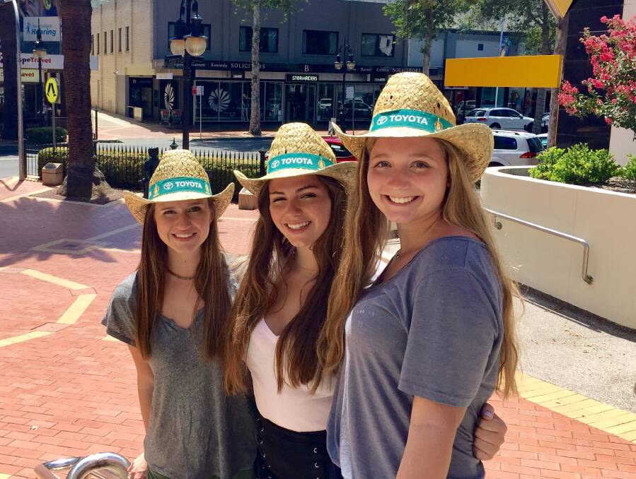 WORKING HARD: Nashville sister city interns Emily Hollins, Andie LaGrone and KK Savage see some similarities between Tamworth and their hometown outside of country music. Photo: Jacob McArthur 150118JMA01