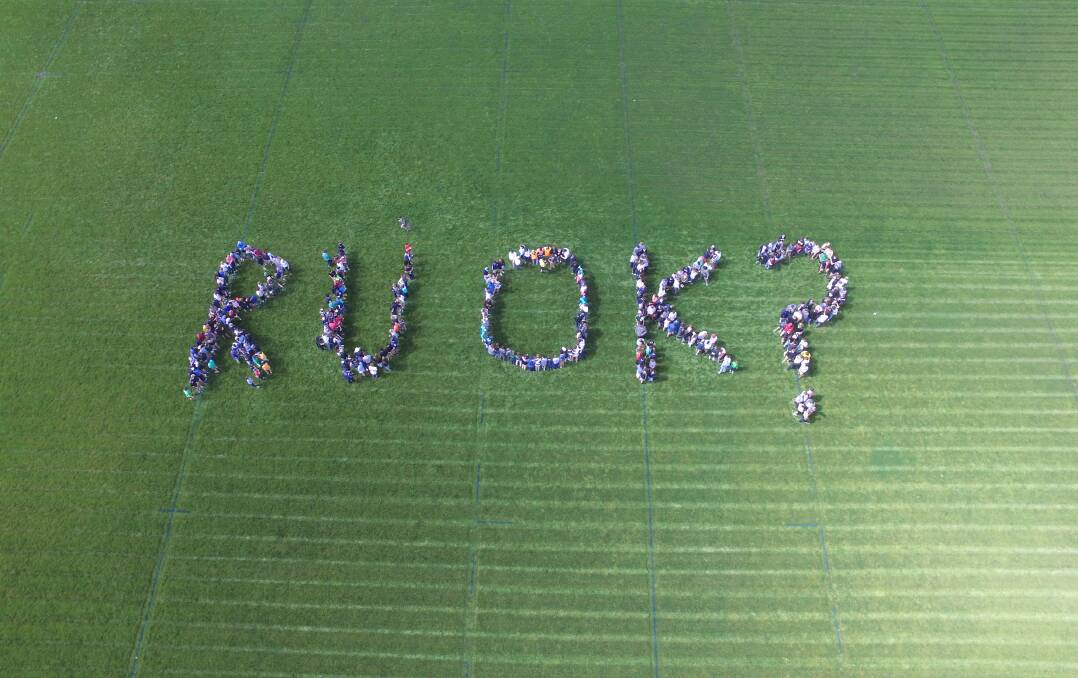 SPELT OUT: Four hundred students from The Armidale School had a simple message to share with the region for the awareness campaign. Photo: Supplied