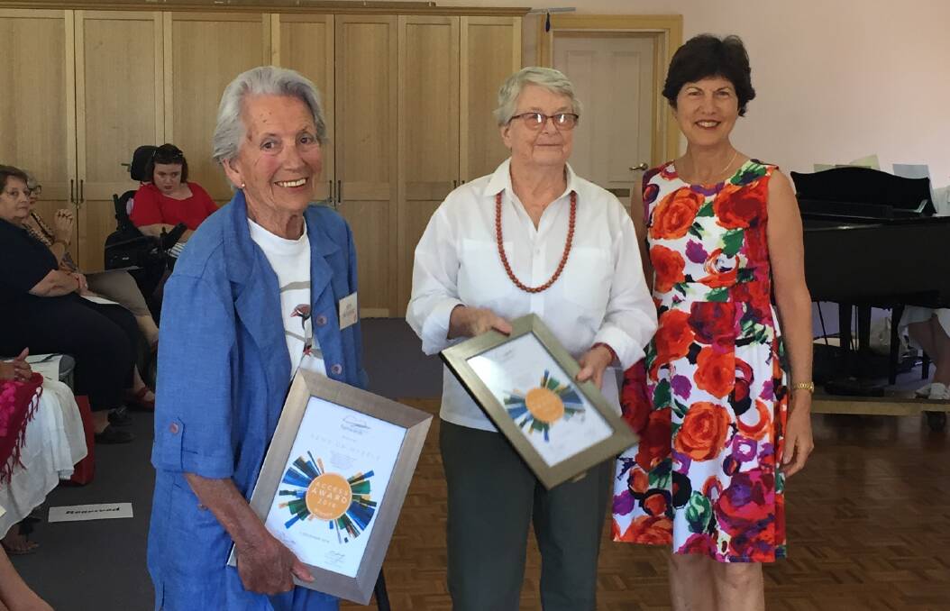 HONOURED: From left: 2016 Access Award winners Ann Sumner from News on Wheels and Billabong Clubhouse's Joan Wakeford with Tamworth Regional Council deputy mayor Helen Tickle. Photo: Jacob McArthur