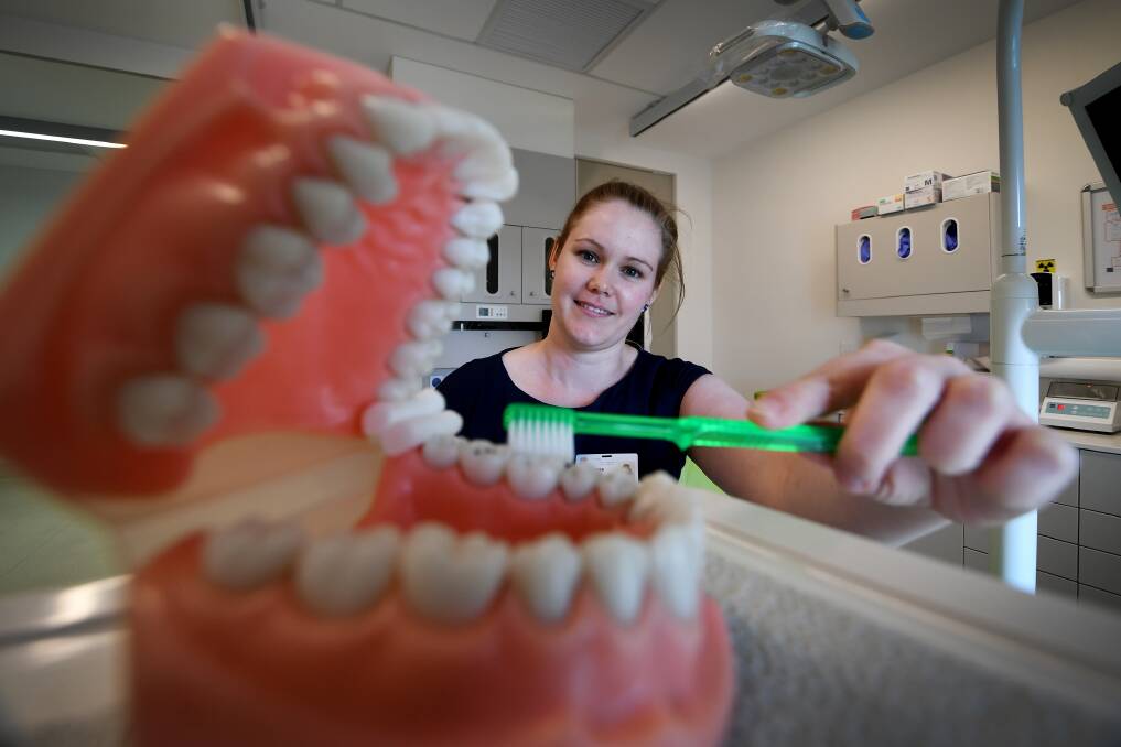 BITING BACK: Public clinic dentist Brenna Holmes says people need to be more aware of what free dental care their children are entitled to under federal government schemes. Photo: Gareth Gardner 210318GGC003