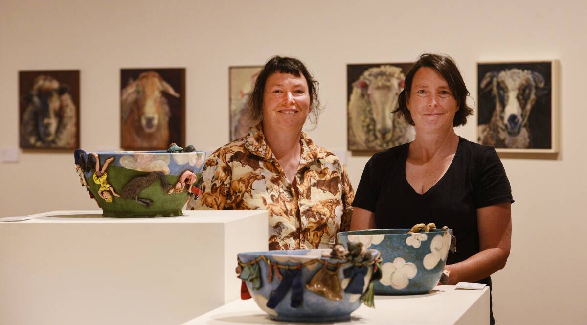 COMING TOGETHER: Sisters Lucy (left) and Anna Culliton have delivered their first joint exhibition for Tamworth Regional Gallery. Photo: Gareth Gardner 190117GGB01