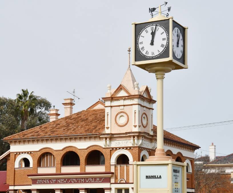 MOVING FORWARD: Manilla's famous clock will wind itself forward at 2am on Sunday morning thanks to recent upgrades. Photo: Barry Smith 140716BSB03